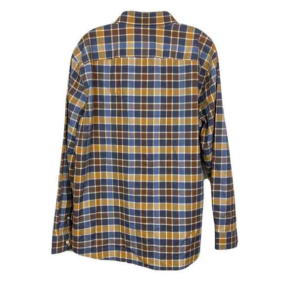 Franco Ferraro Shirt Mens Sz‎ XL 110 Navy Blue Brown Plaid Cotton Button Up - Picture 2 of 8